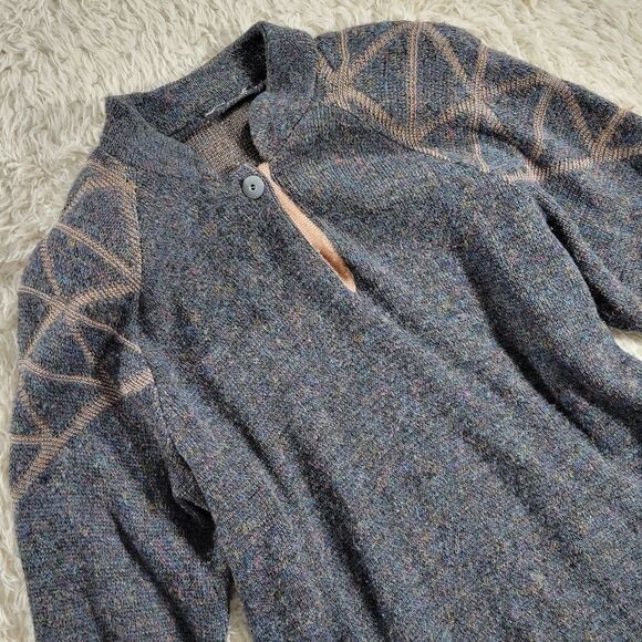 Vintage Sweater Gray Pink Geometric Shoulder L - Picture 2 of 3